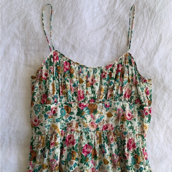 NWT Doen Benoit Cotton Ruched A Line Tiered Midi Maxi Dress Liberty Rose Romance - Picture 11 of 16